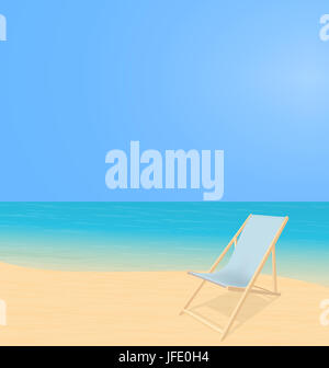 Paysage de Sunny Beach. Splash vagues sur la côte. Chaise longue sur le sable seulement. Banque D'Images