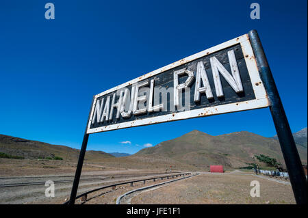 Nahuel Pan gare de La Trochita la vieille Patagonian Express entre Esquel et El Maitén dans la province de Chubut, en Argentine, en Amérique du Sud Banque D'Images