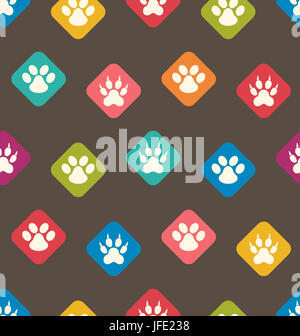 Illustration Seamless Texture avec des traces de chats, chiens. Empreintes de pattes Animaux Domestiques - Banque D'Images
