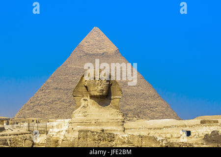 Sphinx et des pyramides de Gizeh, Le Caire Banque D'Images