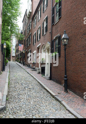 Quartier Historique, Rue Acorn, quartier Beacon Hill de Boston, MA Banque D'Images