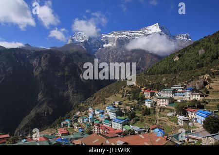 Vue depuis Namche Bazar Banque D'Images