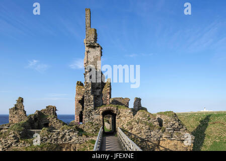 Château Sinclair Girnigoe près de Wick, Noss Head, Caithness, Ecosse, Royaume-Uni Banque D'Images