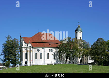 Wieskirche, église de Wies, église de pèlerinage de sauveur flagellé, Steingaden borough, Pfaffenwinkel, Bavière, Allemagne, Europe, 21. Septembre 2007 Banque D'Images