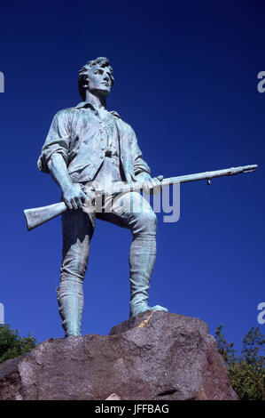 Le Capitaine Parker statue sur la bataille de Lexington Green, Green, Lexington, Massachusetts Banque D'Images