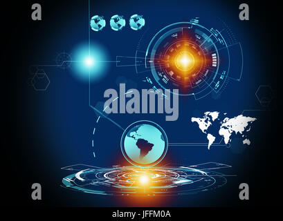 L'écran holographique avec données numériques Banque D'Images