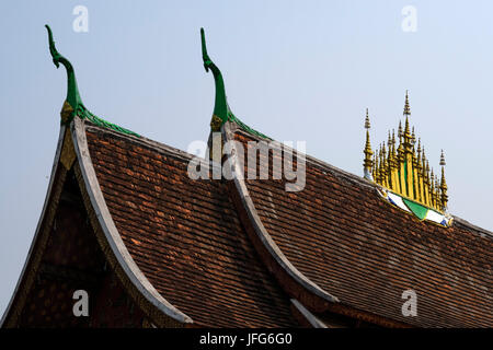 Détail de la Haw Pha Bang temple au Royal Palace à Luang Prabang, Laos, Asie Banque D'Images