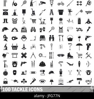 100 s'attaquer icons set, le style simple Illustration de Vecteur