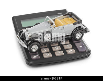 Calculatrice et petite voiture Banque D'Images