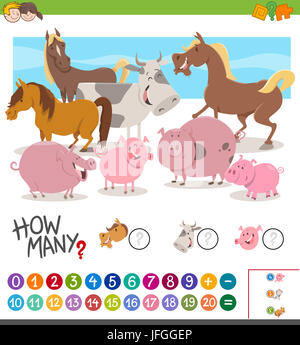 Jeu de compter les animaux Banque D'Images