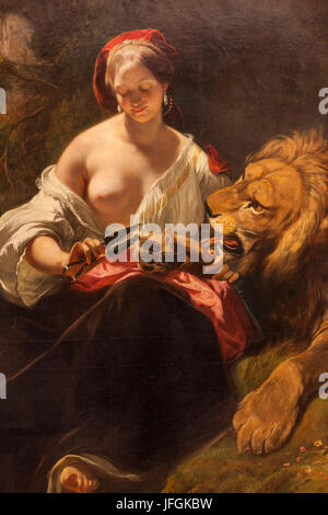 L'Angleterre, Londres, Wallace Collection, le musée de peinture intitulée "Le Lion amoureux" par Camille Roqueplan Banque D'Images