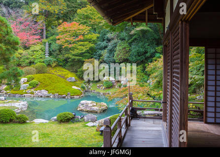 Le Japon, la ville de Kyoto, Temple, temple Shoren dans le jardin Banque D'Images