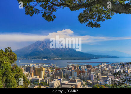 L'île de Kyushu, Japon, Kagoshima City, volcan Sakurajima