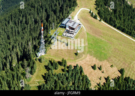 L'Alta Badia, Corvara, Col vieille borne supérieure, les Dolomites, photo aérienne, haute vallée de montagne, Tyrol du Sud, Italie Banque D'Images