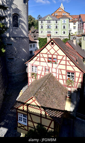 Meersburg dans le lac de Constance, maison à colombages dans le château Banque D'Images