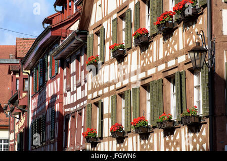 Des colombages, la ville de Meersburg, Lac de Constance, Baden-Wurttemberg, Allemagne Banque D'Images