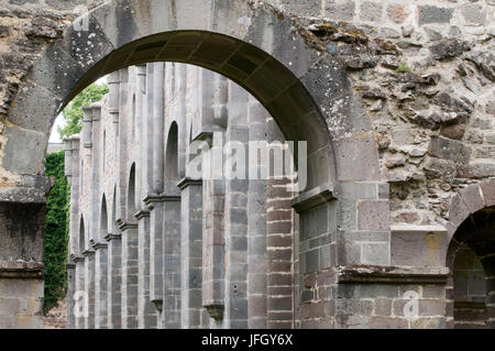 La ruine de l'église du cloître cistercien de Arnsburg, lumière, Hessen, Allemagne Banque D'Images