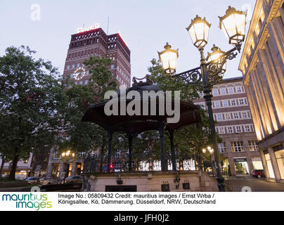 Königsallee, Kö, crépuscule, Düsseldorf, Rhénanie du Nord-Westphalie, Allemagne Banque D'Images