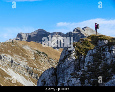 Vue de l'être tête sur Lahnspitze Soiernspitze et Reißende, à Soiern Banque D'Images