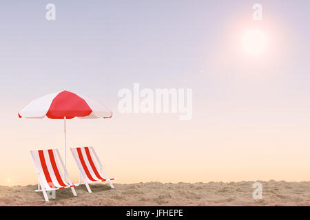 Image composite de l'image d'une chaise longue et parasol Banque D'Images