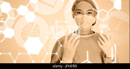 Image composite de portrait de femme chirurgien Chirurgie pour lecture Banque D'Images