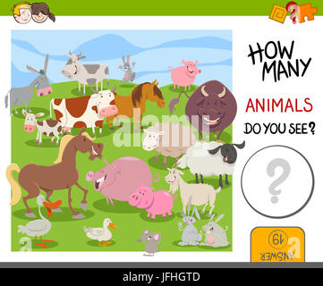 Combien d'animaux de ferme jeu Banque D'Images