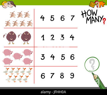 Jeu de compte avec des animaux de ferme Banque D'Images