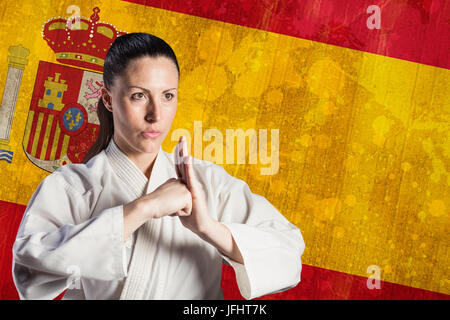 Image composite de salut de la main d'un chasseur de femmes Banque D'Images