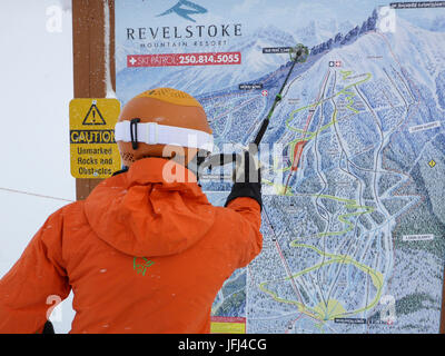 Le Canada, les montagnes Rocheuses, en Colombie-Britannique (C.-B.), Revelstoke, le mont Mackenzie, Revelstoke Mountain Resort (RMR) Station de ski Banque D'Images