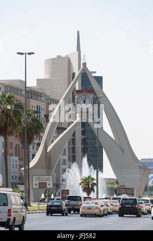 Saoudite, péninsule arabique, du golfe Persique, les Émirats arabes unis (VAE), Dubaï, Deira, tour de l'horloge historique Banque D'Images