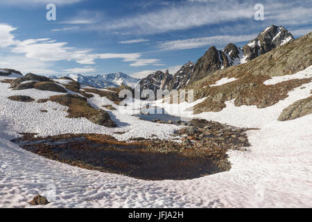 Le parc national de Stelvio, Vallée Canè, Lombardie, Italie, Pietrarossa lake Banque D'Images