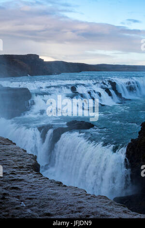 Cascade de Gullfoss, Hrunamannahreppur, Arnessysla, Sudurland, Islande, Europe, Banque D'Images