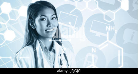 Composite image of doctor with stethoscope looking at camera Banque D'Images