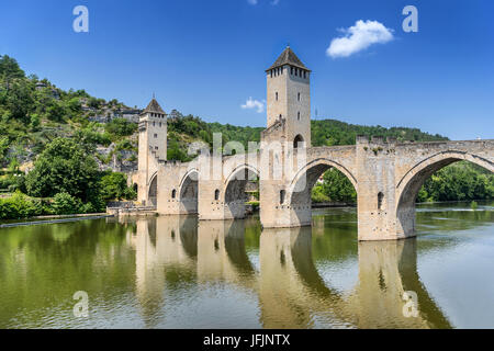 Pont Valentre à Cahors sur la Vallée du Lot Banque D'Images