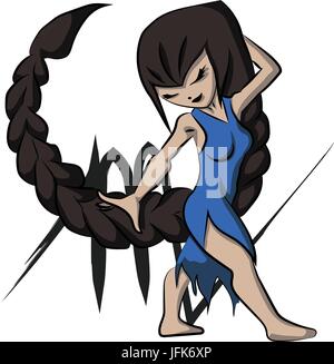 Vector cartoon Scorpio Girl Illustration de Vecteur