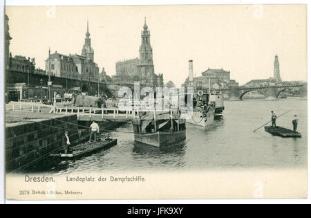 02578 Dresden-1902-Landeplatz der Dampfschiffe mit und Dampfer Floß-Brück & Sohn Kunstverlag Banque D'Images