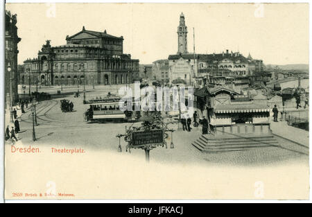 02859 Dresden-1903-Kreuzstraße mit und Semperoper Straßenbahn-Brück & Sohn Kunstverlag Banque D'Images