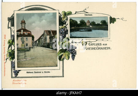 02948-Rheindürkheim-1903-Rathaus, Denkmal und Kirche - Fährhaus-Brück & Sohn Kunstverlag Banque D'Images