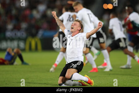 Cracovie, Pologne. 30 Juin, 2017. L'Allemagne Max Meyer célébrant la victoire au championnat d'Europe U21 dernier match entre l'Espagne et l'Allemagne à la Cracovia stadium à Cracovie, Pologne, 30 juin 2017. Photo : Jan Woitas/dpa-Zentralbild/dpa/Alamy Live News Banque D'Images