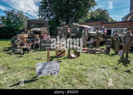 Meltham, Huddersfield, Angleterre. Le 1er juillet. Reconstruction de l'US Army base située à Meltham station incendie, guerre Meltham de semaine. Credit : CARL DICKINSON/Alamy Live News Banque D'Images