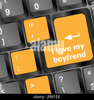 J'aime mon petit ami bouton sur la touche du clavier PC ordinateur Banque D'Images