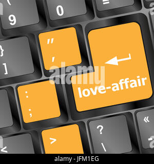 Love-affaire touche clavier ou sur internet montrant concept Banque D'Images