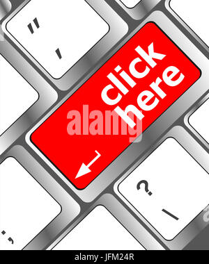 Clavier avec bouton, cliquez ici concept internet Banque D'Images