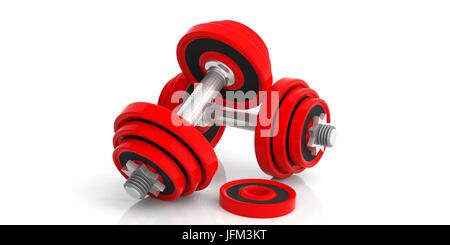 Poids haltères isolé sur fond blanc. 3d illustration Banque D'Images