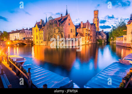 Vue depuis le Rozenhoedkaai, Bruges, Belgique, Europe, Banque D'Images