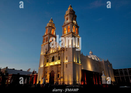 Cathédrale de "Nuestra Senora de la Purisima Conception', dans le centre de Campeche, Mexique, Banque D'Images