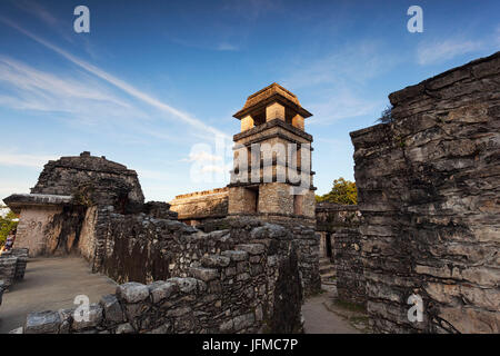 Le Palace, site archéologique de Palenque, le Parc National de Palenque, Chiapas, Mexique, Banque D'Images