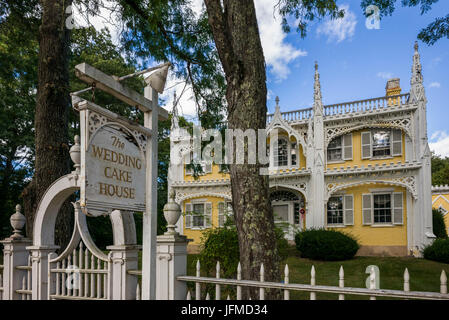 USA, Maine, Kennebunk, le gâteau de mariage maison, maison la plus photographiée dans le Maine Banque D'Images