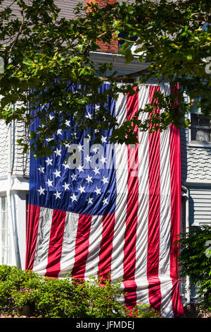 USA, Massachusetts, Manchester par la mer, quatrième de juillet, drapeaux américains Banque D'Images