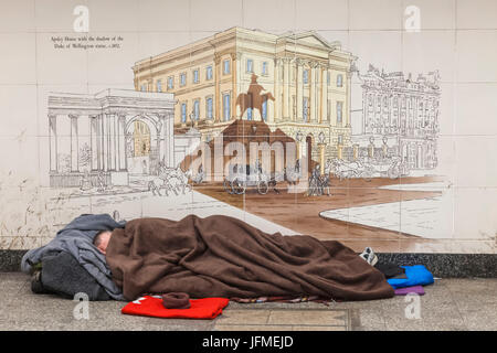 L'Angleterre, Londres, Piccadilly, Rough Sleeper Banque D'Images